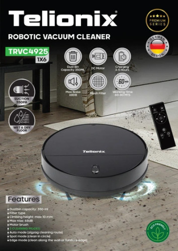 جاروبرقی رباتیک تلیونیکس مدل TRVC4926 - مکش 3500Pa - قابلیت طیکشی و شارژ خودکار